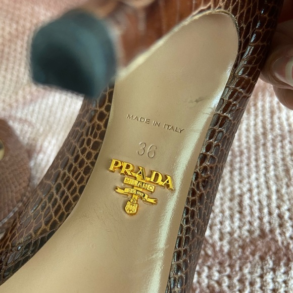 Prada Brown Peep-Toe High Heel Shoes - Picture 7 of 12